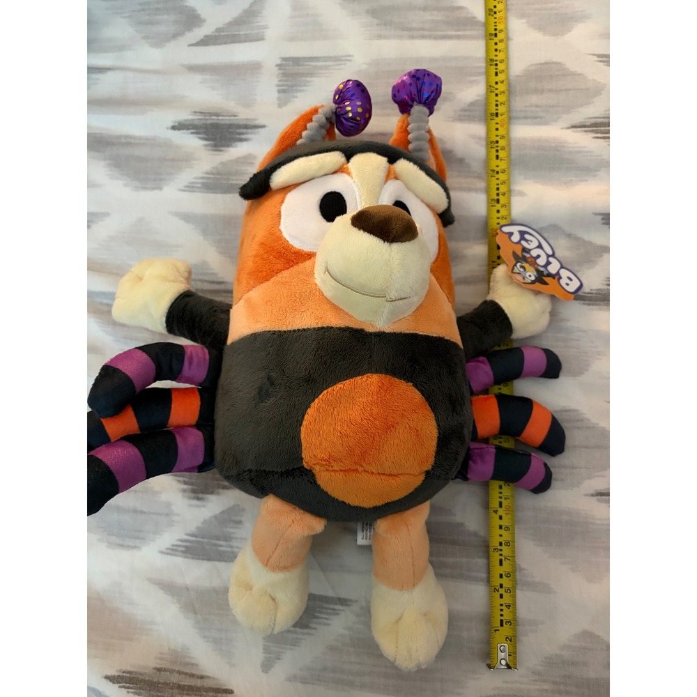 Bluey Bingo Halloween Spider Plush Stuffed Animal Toy Orange Purple 15 Inch NWT